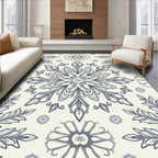 Tonal Gray Intricate Floral Mandala Rug