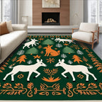 Forest Animals Evergreen Woodland Whimsical Rug