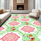 Pink Green Gingerbread Man Diamond Rug