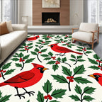 Crimson Cardinal Holly Berry Repeat Rug