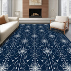 Midnight Blue Snowflake Intertwined Vines Rug