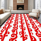 Bold Scarlet Vine Vertical Stripes Rug