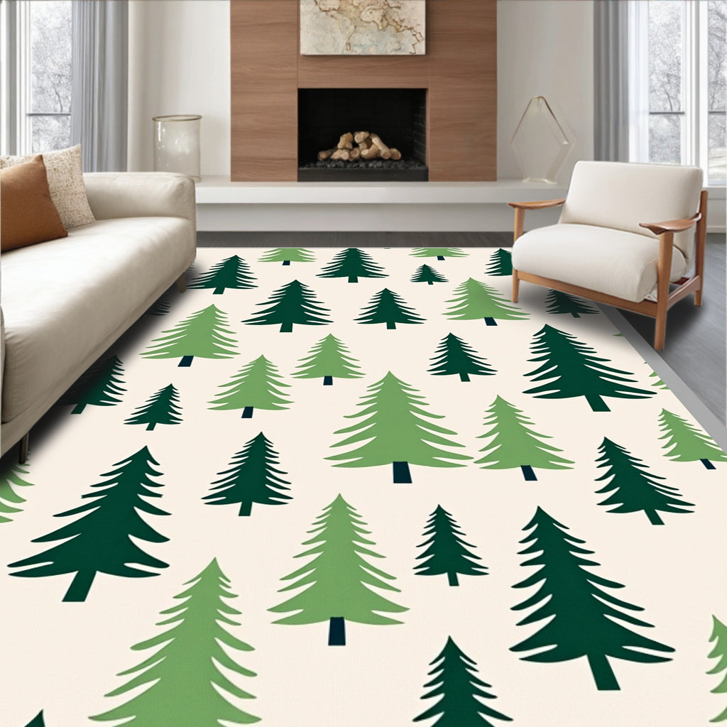 Green Evergreen Forest Scatter Rug