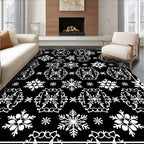 Monochromatic Snowflake Winter Medley Rug