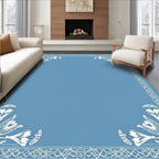 Classic Blue Floral Border Rug