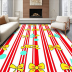 Red White Stripe Yellow Bow Accent Rug