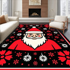 Festive Red Floral Santa Portrait Rug