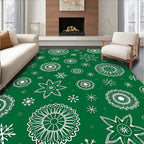 White Snowflake and Floral Medallion Arrangement Rug