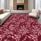 Crimson Pink Tropical Floral Swirl Textile Rug