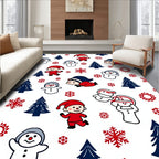 Kid Friendly Christmas Characters Snowflakes Trees Rug