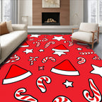 Red White Candy Cane Star Hat Rug