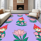 Whimsical Gnome Pink Tulip Arrangement Rug
