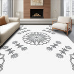 Monochromatic Floral Medallion Branch Rug
