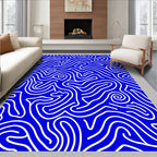 Dynamic Blue White Flowing Lines Rug