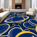 Cosmic Gold and Blue Planet Rings Rug