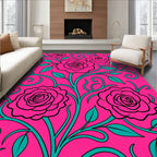 Bold Pink Floral Vine Swirl Rug