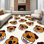 Happy Brown Dog Faces Repeating Pattern Rug