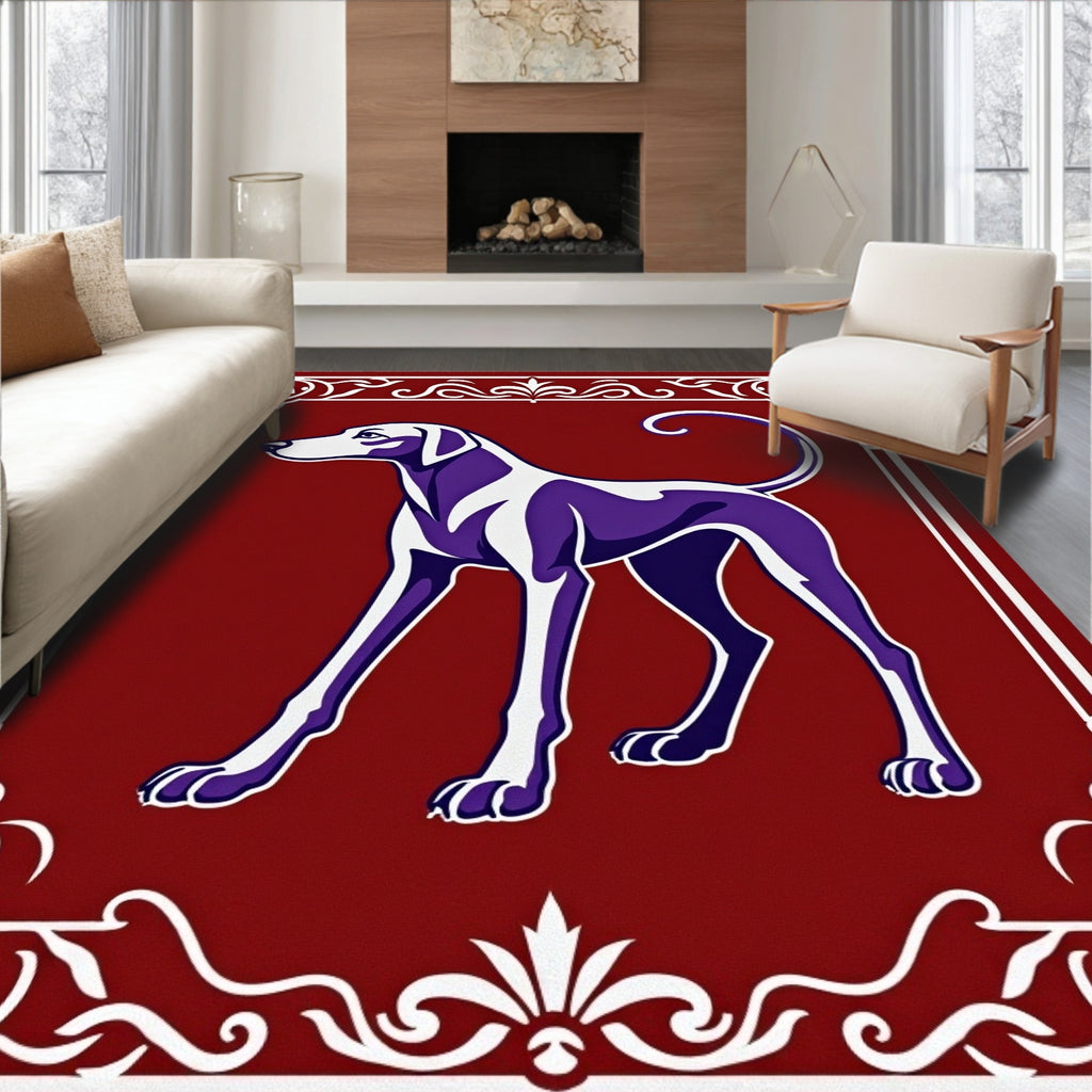 Regal Red Gilded Dog Border Rug