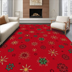 Festive Red Snowflake Medallion Scatter Rug