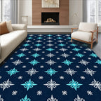 Navy Blue Starburst Floral Geometric Rug