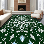 Green Winter Snowflake Mandala Rug