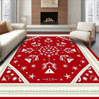 Festive Red White Snowflake Medallion Rug