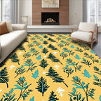 Winter Evergreen Foliage Yellow Rug