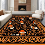 Santa Claus Orange Black Festive Vines Rug