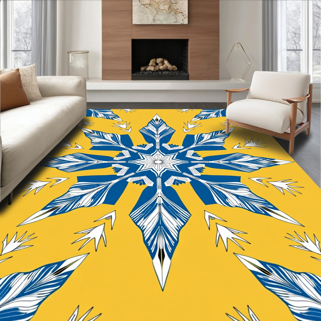 Bold Blue Zenith Medallion Yellow Rug