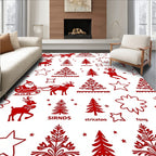 Red Festive Christmas Characters Stars Rug