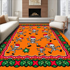 Whimsical Skeleton Christmas Celebration Border Rug