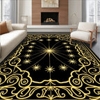 Golden Stars Black Celestial Rug