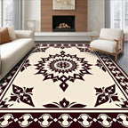 Crimson Medallion Border Cream Rug