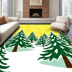 Yellow Starry Night Forest Scene Rug