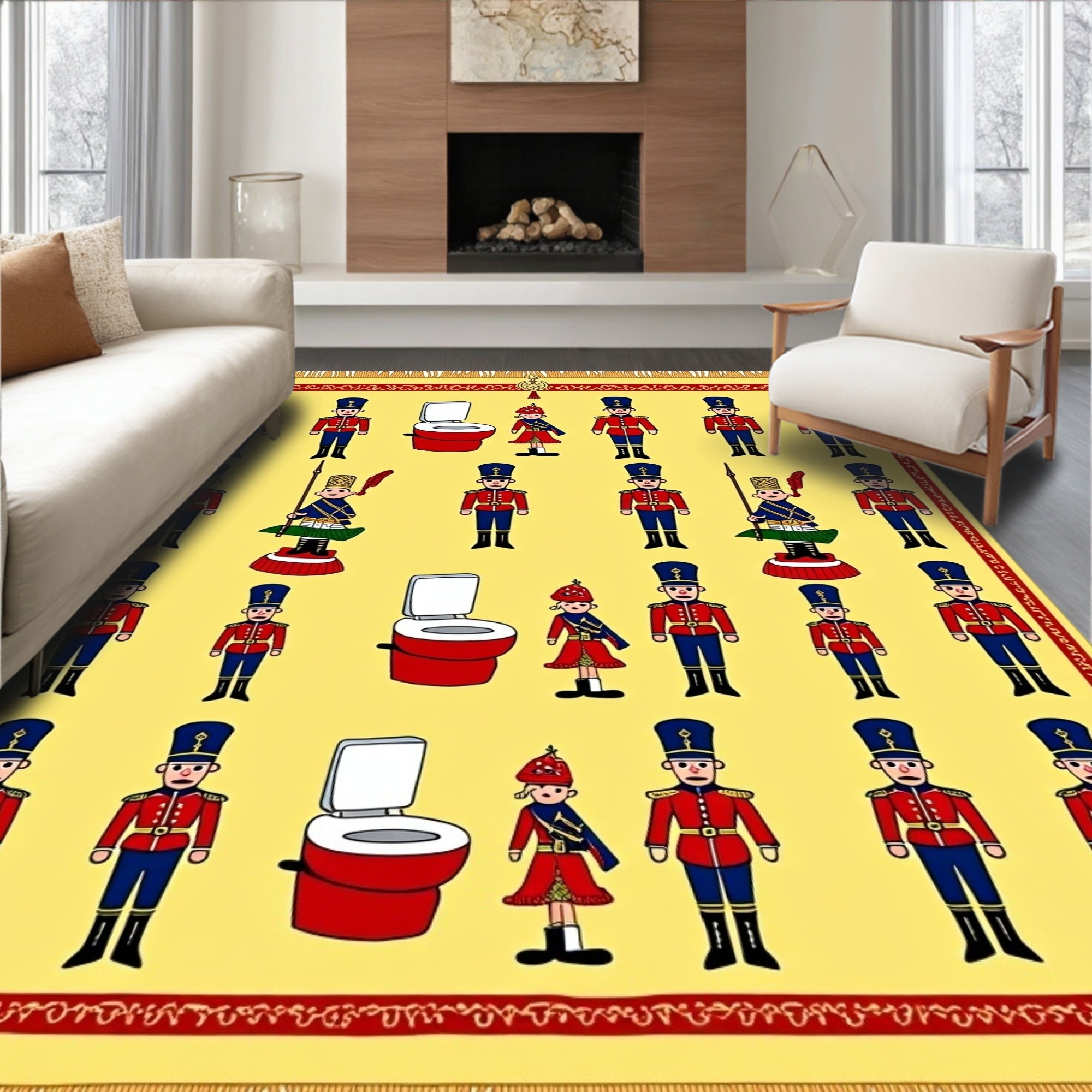 Royal Guard Repeating Toilet Motif Rug