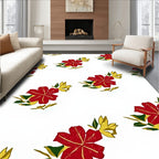 Red Yellow Floral Garden Repeating Rug