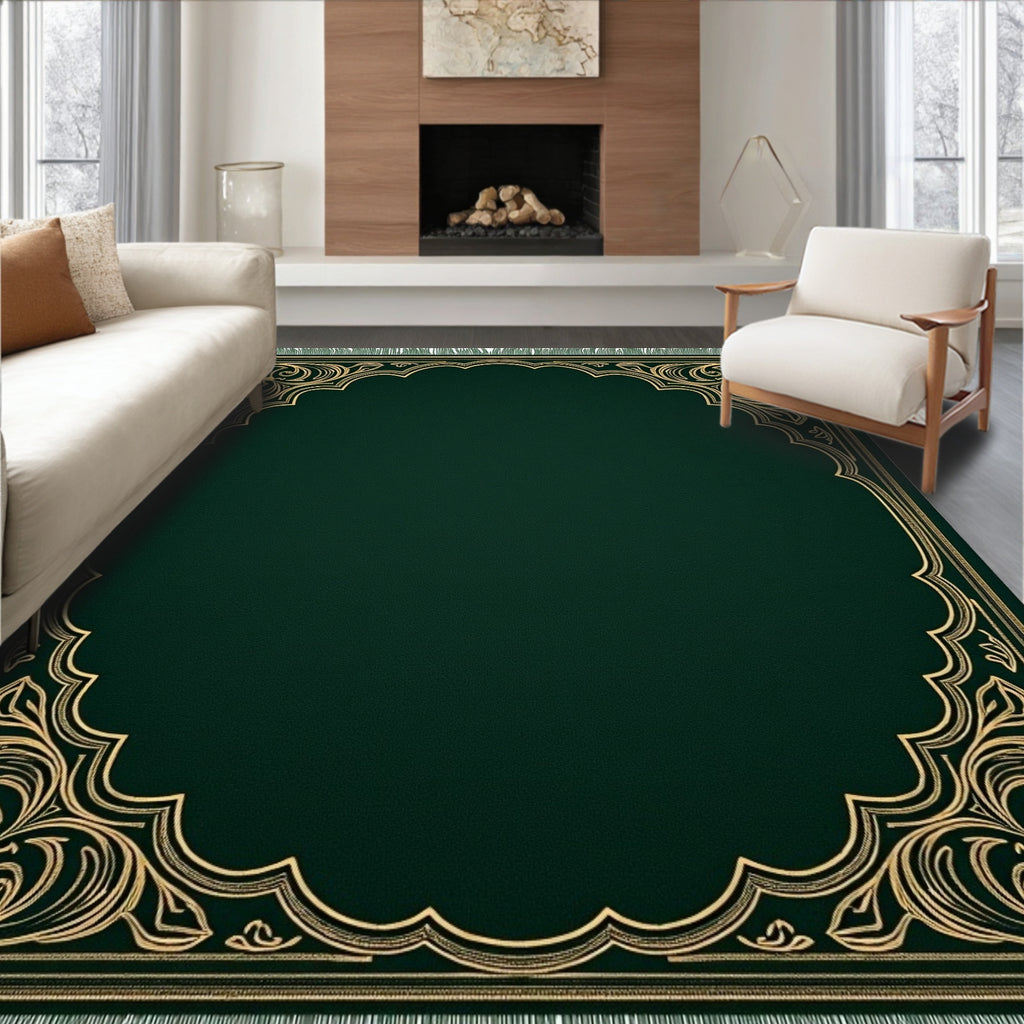 Ornate Gold Green Archway Garden Rug