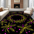 Yellow Leafy Branches Pink Dots Rundel Rug