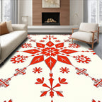Red Orange Floral Mandala Elements Rug