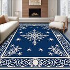 Deep Blue White Starburst Medallion Rug