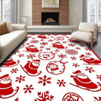 Red Santa Sleigh Snowflakes Ornaments Rug
