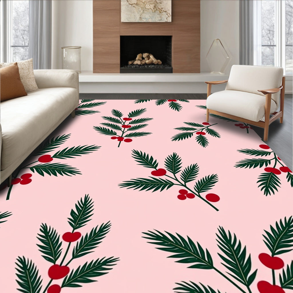 Festive Holly Berry Sprig Rug