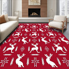 Classic Red Reindeer Snowflake Medley Rug