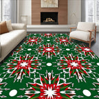 Green Red White Starburst Medallion Rug