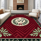 Elegant Burgundy Laurel Letter B Rug