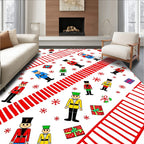Guard Nutcracker Red White Diagonal Stripe Rug