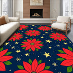 Bold Red Poinsettia Starry Night Rug