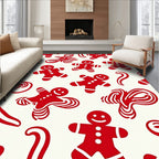 Whimsical Red Gingerbread Man Swirls Rug