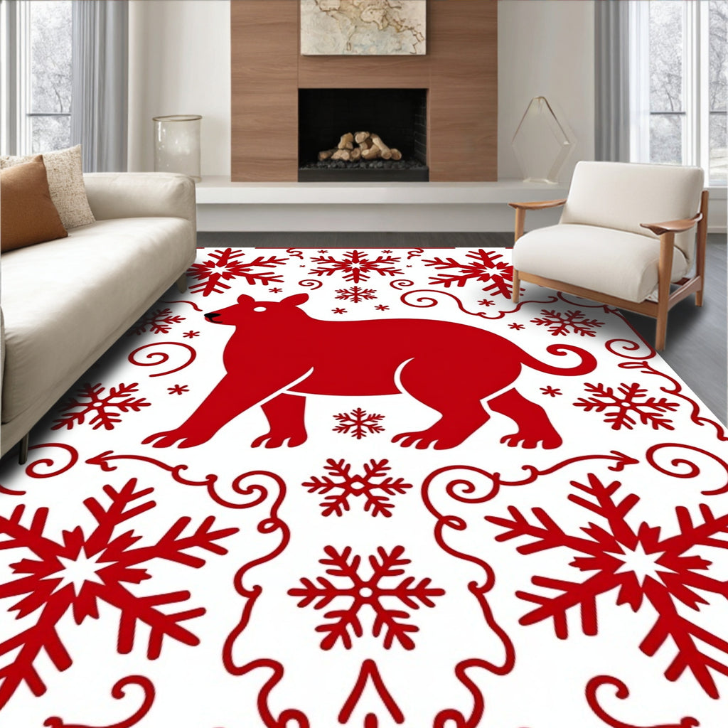 Red Dog Snowflake Scroll Harmony Rug