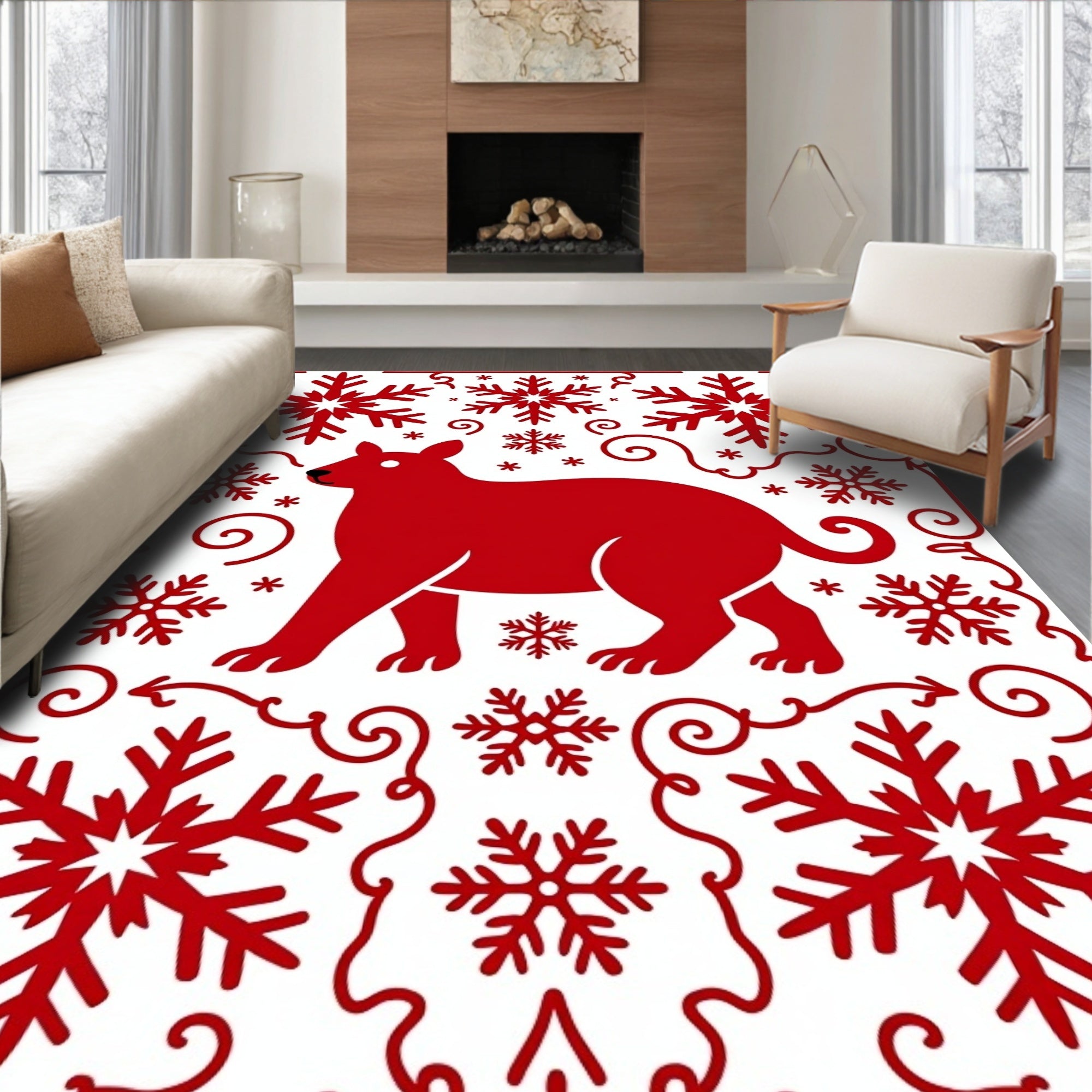 Red Dog Snowflake Scroll Harmony Rug